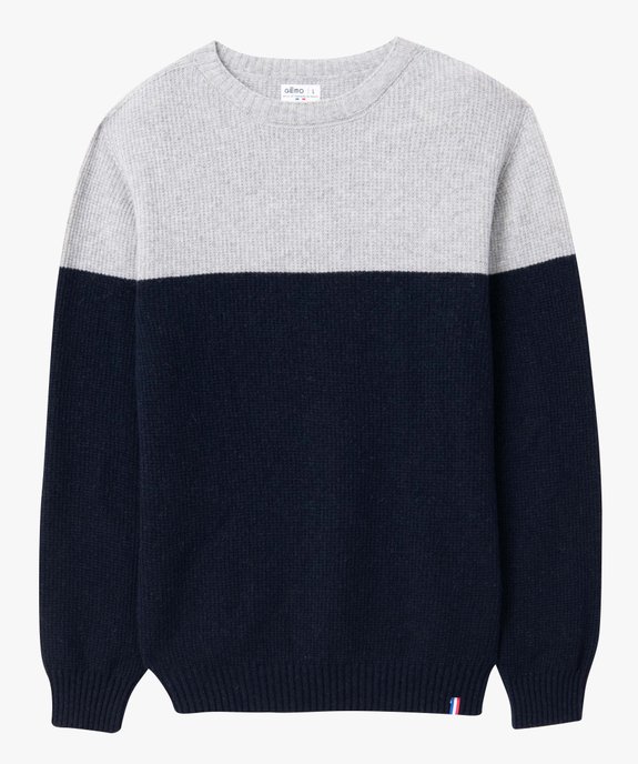 Pull homme bicolore en maille 3D innovante vue4 - GEMO (HOMME) - GEMO