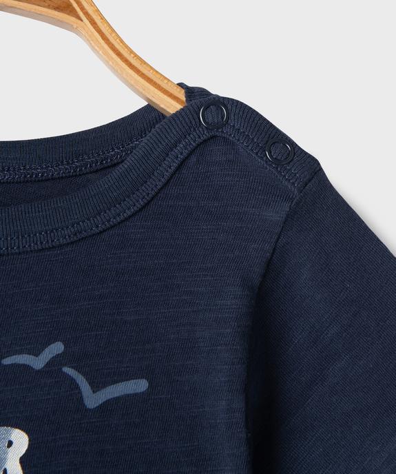 Tee-shirt manches courtes col bateau avec inscription bébé garçon vue3 - GEMO 4G BEBE - GEMO