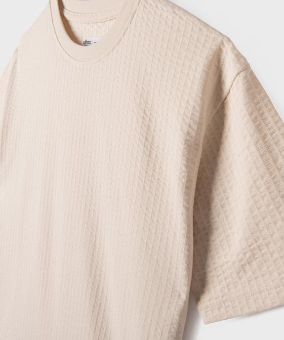 Tee-shirt en seersucker moelleux coupe droite garçon vue2 - GEMO 4G GARCON - GEMO