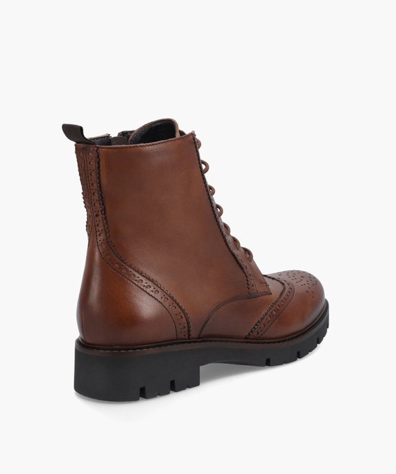 Boots fille dessus cuir à lacets et semelle crantée – Tanéo vue4 - TANEO - GEMO