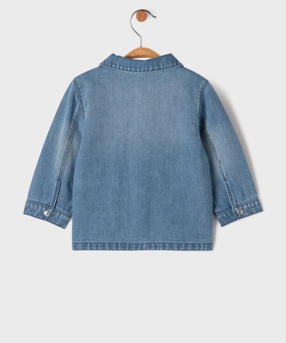 Veste en jean délavée en coton avec poches plaquées bébé fille vue4 - GEMO(BEBE DEBT) - GEMO