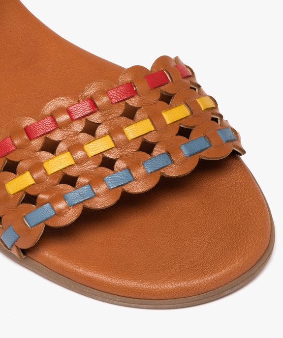 Sandales femme dessus en cuir à liseré contrastant vue6 - GEMO (CASUAL) - GEMO