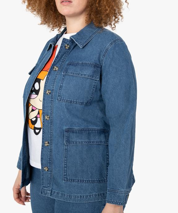 Veste femme grande taille en jean coupe saharienne vue2 - GEMO 4G FEMME - GEMO