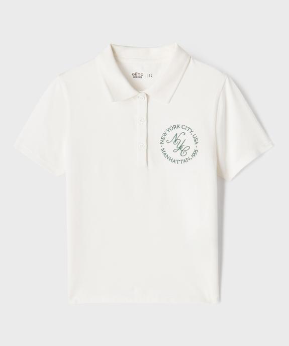 Polo manches courtes avec inscription brodée poitrine garçon vue1 - GEMO 4G FILLE - GEMO