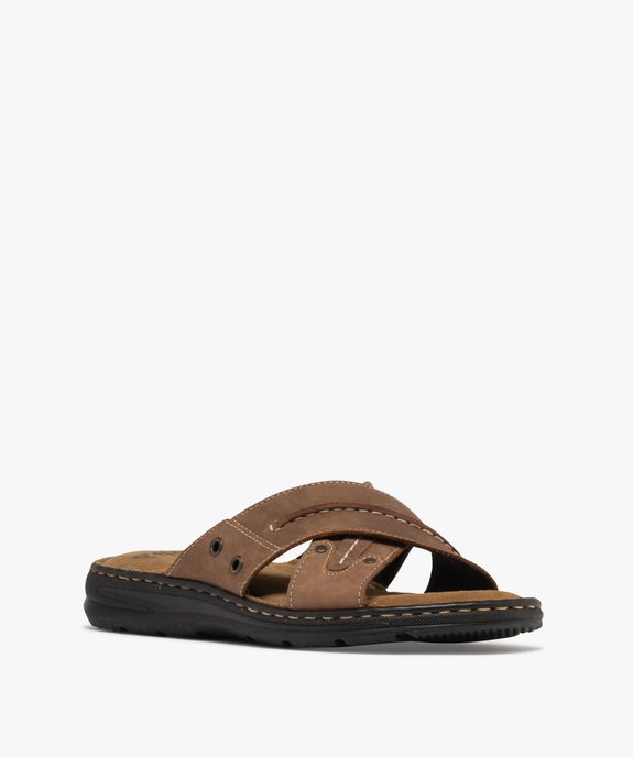 Sandale confort avec brides en cuir croisées homme vue2 - G'FLEX - GEMO