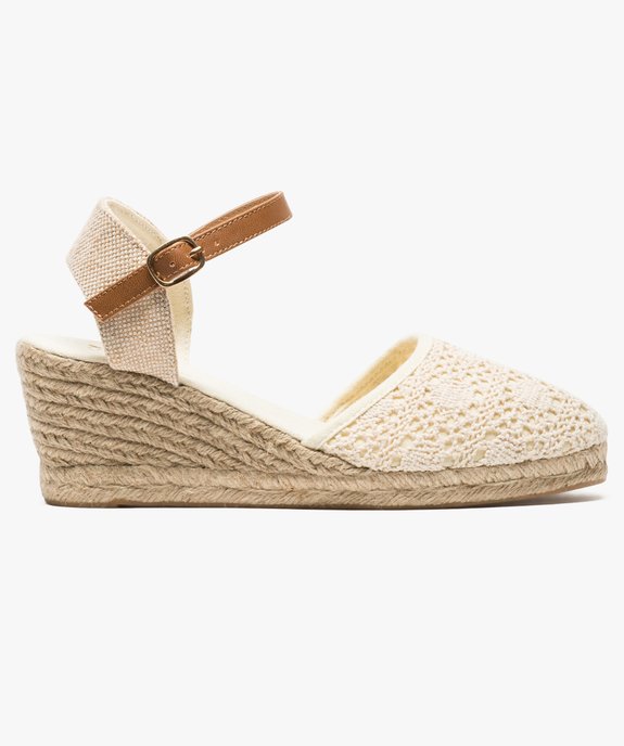 Espadrilles femme en crochet à talon compensé vue1 - GEMO(URBAIN) - GEMO