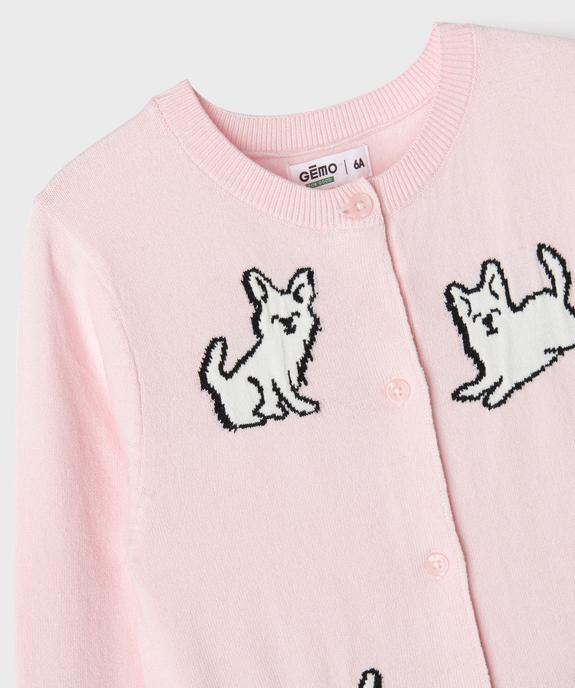 Gilet à col rond avec motifs chats fille vue2 - GEMO 4G FILLE - GEMO
