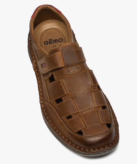 Sandales homme confort dessus cuir à bout fermé vue5 - GEMO (CASUAL) - GEMO