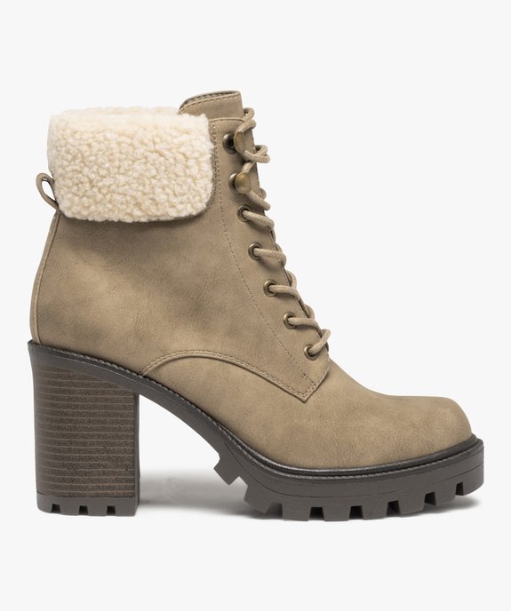 Boots femme style montagne à talon large et col sherpa vue2 - GEMO(URBAIN) - GEMO