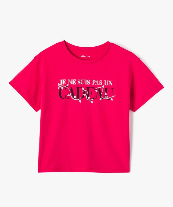 Tee-shirt court à manches courtes thème Noël fille vue1 - GEMO (JUNIOR) - GEMO
