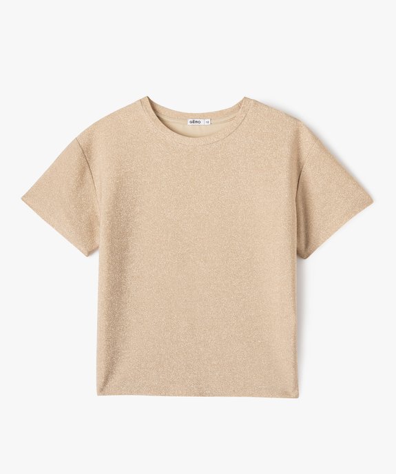 Tee-shirt à manches courtes en maille pailletée fille vue1 - GEMO (JUNIOR) - GEMO