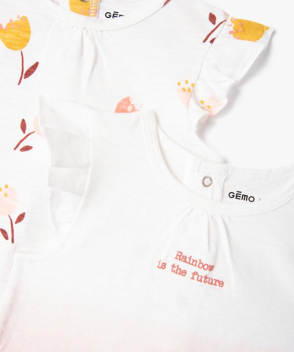 Combishort avec volants aux emmanchures bébé fille (lot de 3) vue2 - GEMO(BB COUCHE) - GEMO