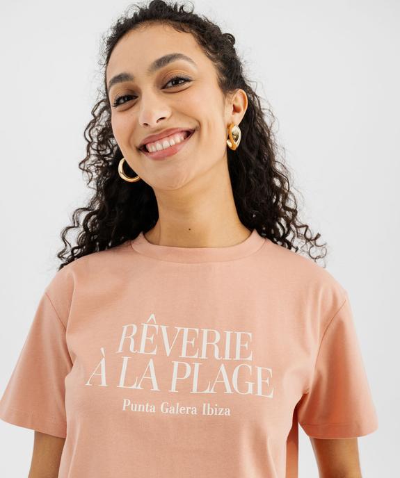 Tee-shirt manches courtes à message femme vue3 - GEMO 4G FEMME - GEMO