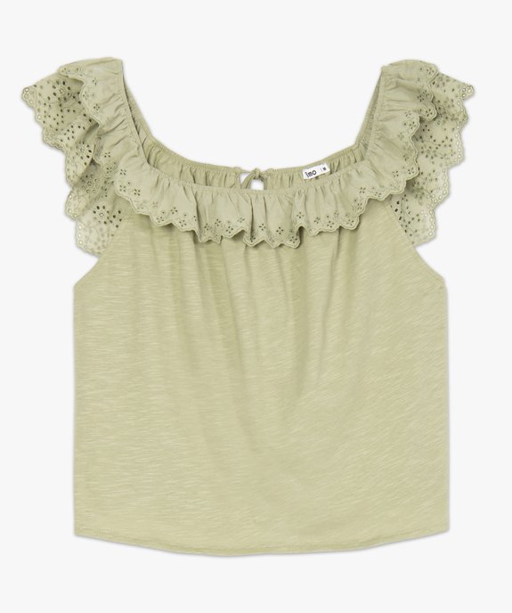 Débardeur femme court à volant en broderie anglaise vue4 - GEMO(FEMME PAP) - GEMO