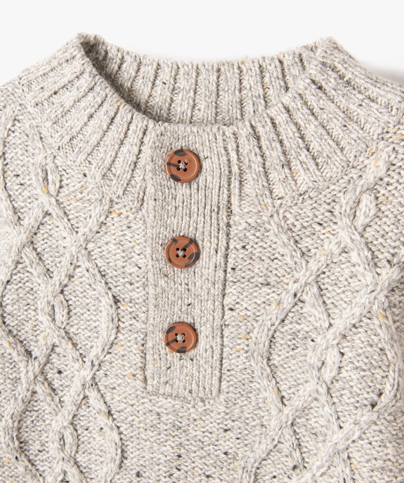 Pull en grosse maille torsadée avec col montant garçon vue2 - GEMO (ENFANT) - GEMO