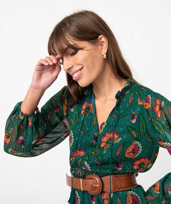 Robe femme imprimée à manches longues avec volants vue2 - GEMO(FEMME PAP) - GEMO