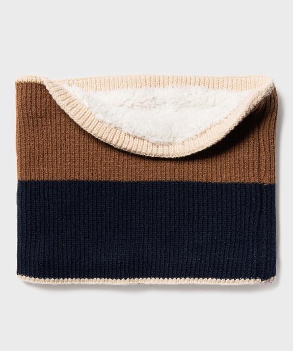 Tour de cou tricolore en maille doublé sherpa garçon vue1 - GEMO (ENFANT) - GEMO