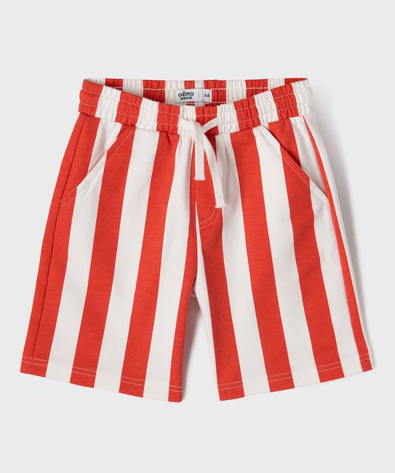 Bermuda rayé en maille French Terry avec taille ajustable garçon vue1 - GEMO (ENFANT) - GEMO