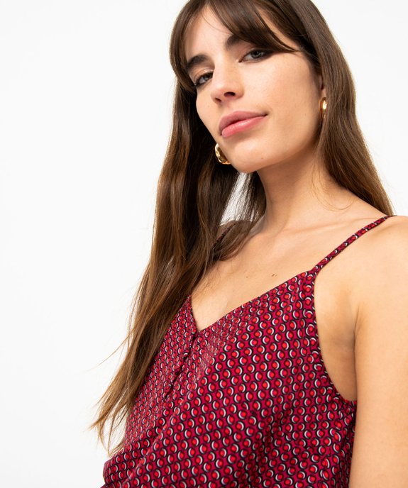 Débardeur femme fluide à fines bretelles et motifs vue2 - GEMO 4G FEMME - GEMO