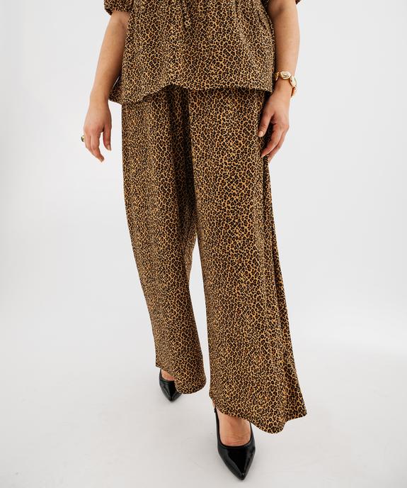 Pantalon fluide en maille gaufrée à motif léopard femme grande taille vue1 - GEMO 4G GT - GEMO