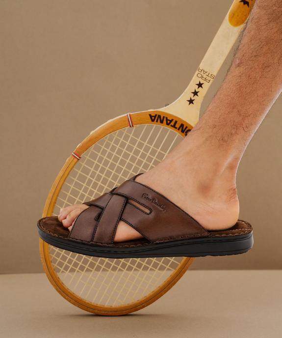 Mules en cuir confortables à brides croisées homme - Pierre Cardin vue1 - PIERRE CARDIN D - GEMO