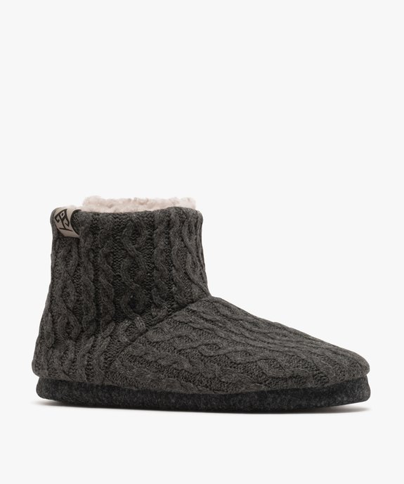 Chaussons bottillons en maille torsadée doublés peluche homme vue2 - GEMO(HOMWR FEM) - GEMO