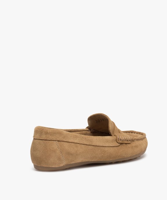 Mocassins femme en cuir uni et semelle à picots vue4 - GEMO (CASUAL) - GEMO