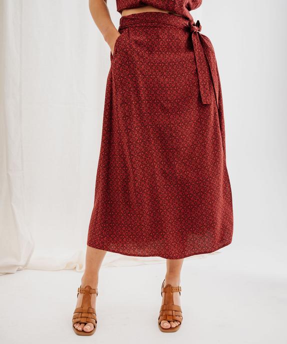 Jupe longue fendue en viscose fluide imprimée à taille élastiquée femme vue4 - GEMO 4G FEMME - GEMO