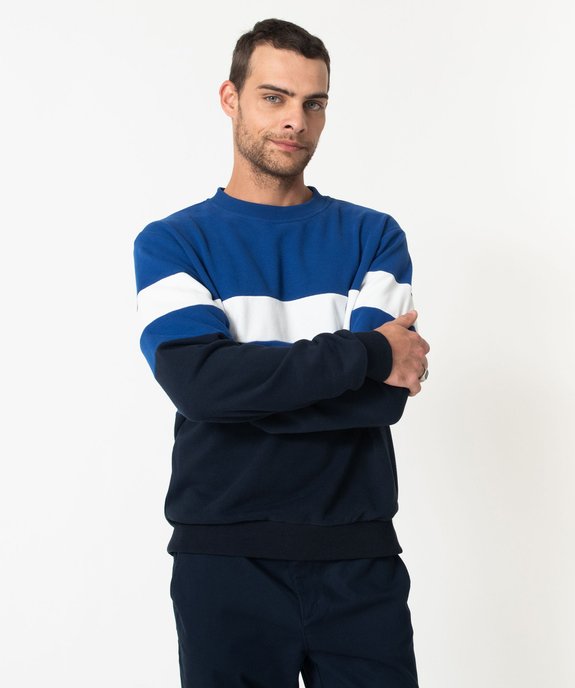 Sweat en maille bouclette tricolore homme vue1 - GEMO (HOMME) - GEMO