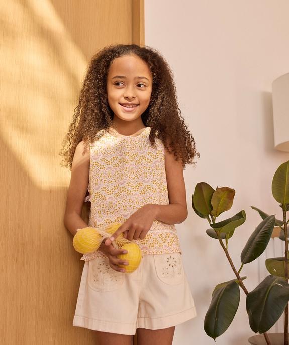 Chemise sans manches à motifs fleuris fille - LuluCastagnette vue1 - LULU CASTAGNETTE GEMO FOR GOOD - GEMO