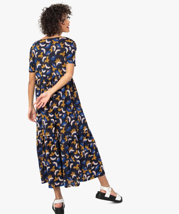 Robe femme à manches courtes avec motifs fleuris vue3 - GEMO(FEMME PAP) - GEMO