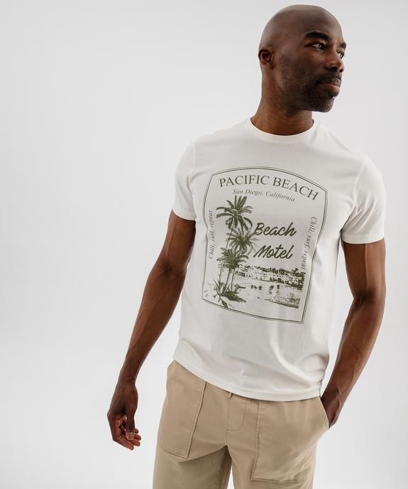Tee-shirt manches courtes avec motif positif homme vue1 - GEMO 4G HOMME - GEMO