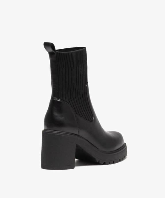 Boots femme unies à talon carré et col chaussette vue4 - GEMO(URBAIN) - GEMO