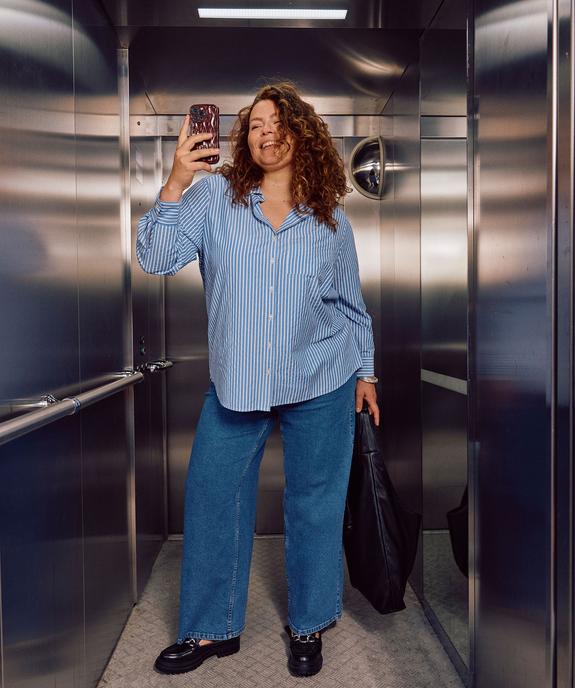 Chemise longue manches longues à rayures femme grande taille vue1 - GEMO (G TAILLE) - GEMO