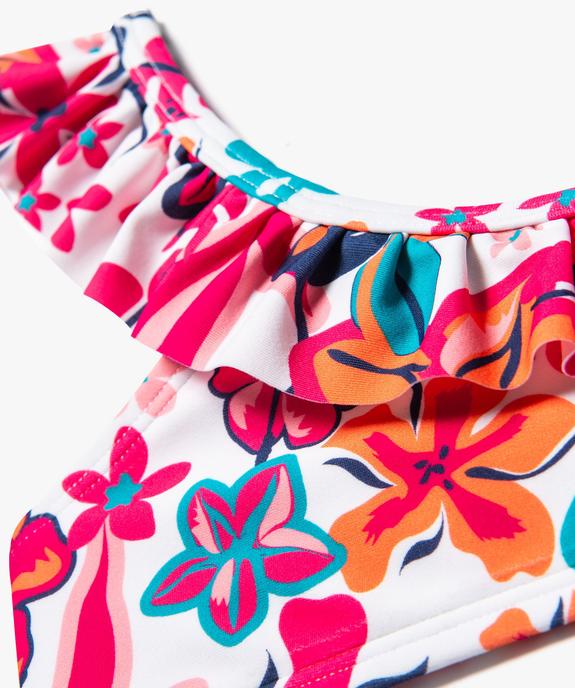 Maillot de bain 2 pièces fleuri avec brassière volantée fille vue2 - GEMO 4G FILLE - GEMO
