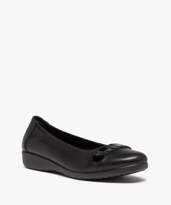Ballerines confort femme dessus cuir uni à bride fantaisie  vue2 - GEMO (CONFORT) - GEMO