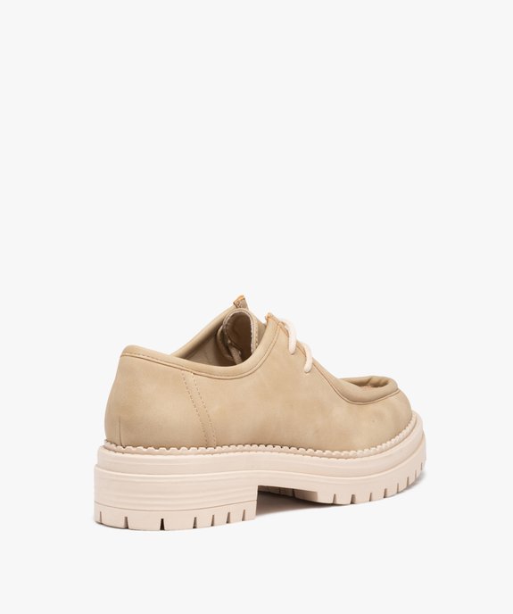 Derbies femme unis à lacets et semelle crantée vue4 - GEMO (CASUAL) - GEMO