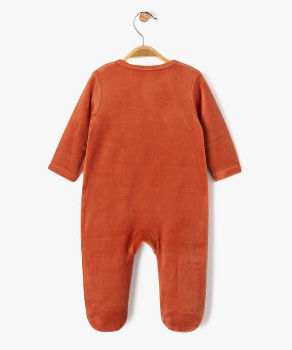 Pyjama en velours dors-bien à ouverture devant bébé vue4 - GEMO 4G BEBE - GEMO
