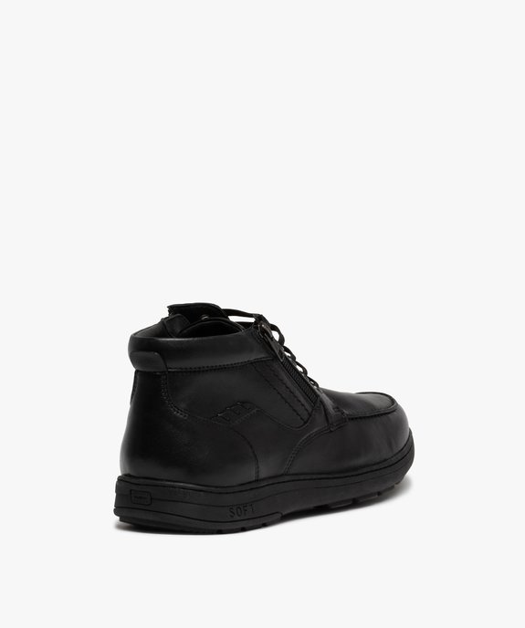 Boots homme confort dessus cuir uni à lacets vue4 - GEMO (CONFORT) - GEMO