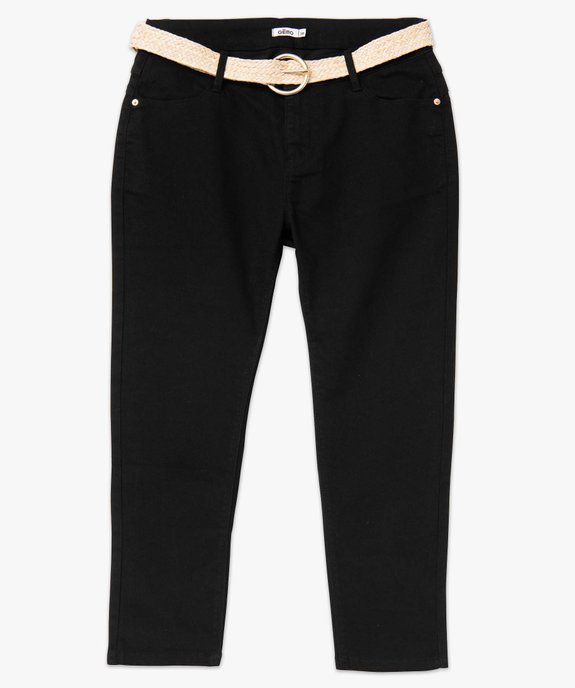 Pantacourt femme en toile denim avec ceinture tressée vue4 - GEMO 4G FEMME - GEMO