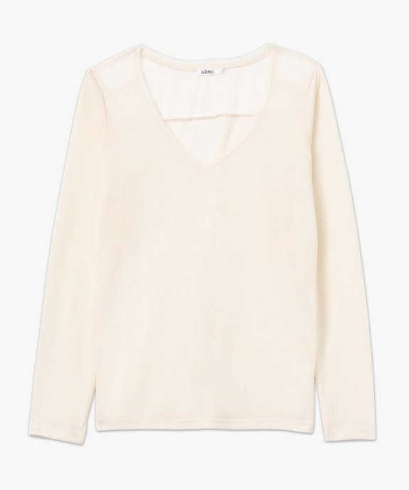 Tee-shirt femme à manches longues avec tulle dans le haut du dos vue4 - GEMO 4G FEMME - GEMO