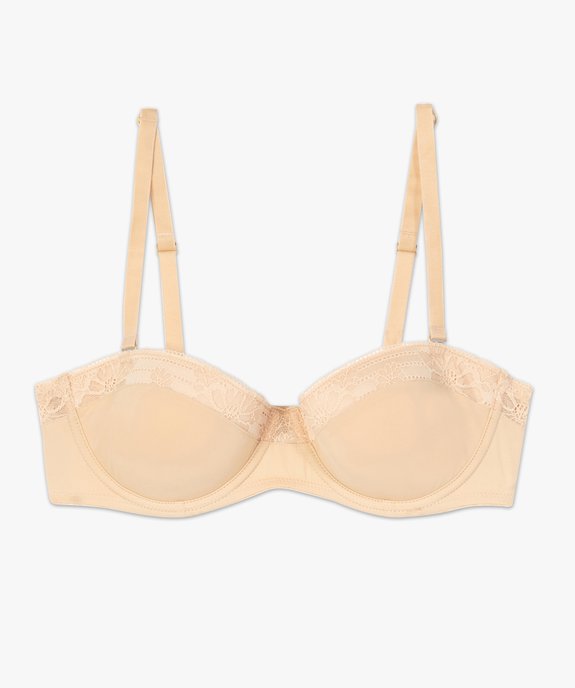 Soutien-gorge balconnet en microfibre et dentelle vue4 - GEMO(HOMWR FEM) - GEMO