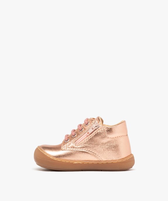Chaussures premiers pas en cuir métallisé bébé fille - NA! vue4 - NA! - GEMO
