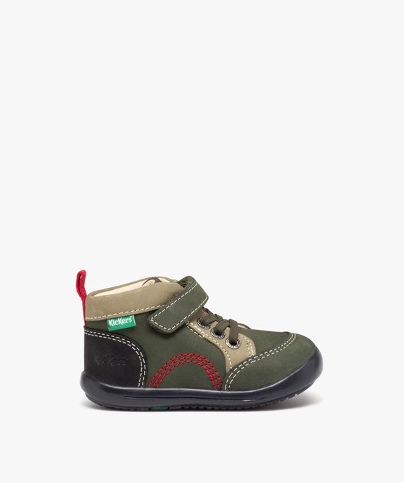 Chaussures premiers pas bébé garçon en cuir à lacets élastiques et à scratch - Kickers vue1 - KICKERS - GEMO