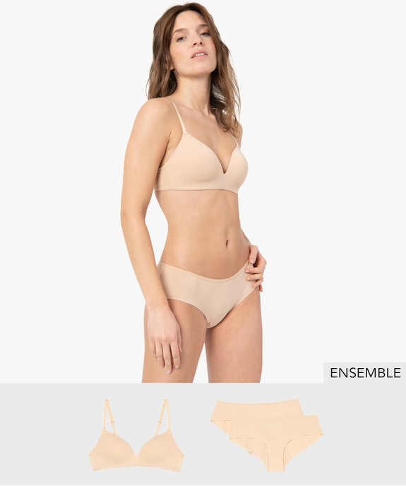 Ensemble lingerie femme 3 pièces : soutien-gorge + 2 shorties - GEMO