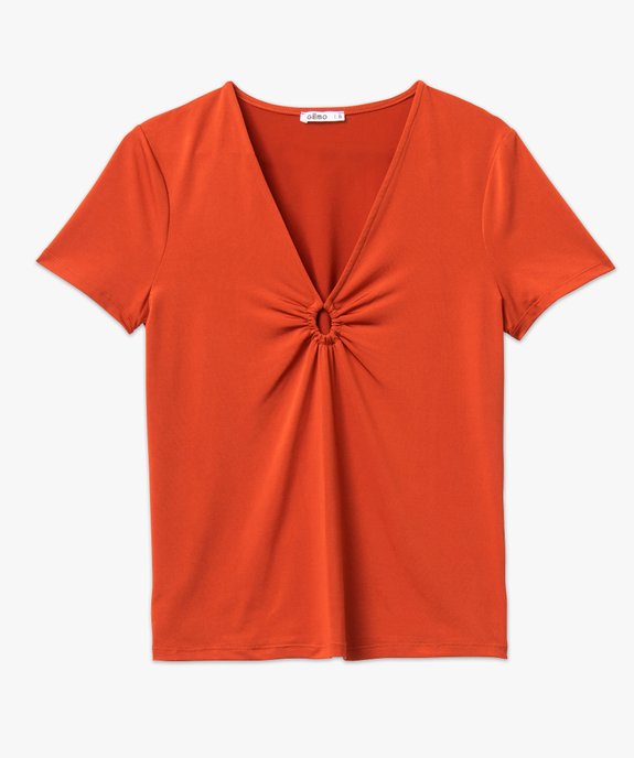 Tee-shirt à manches courtes avec décolleté en V femme vue4 - GEMO(FEMME PAP) - GEMO