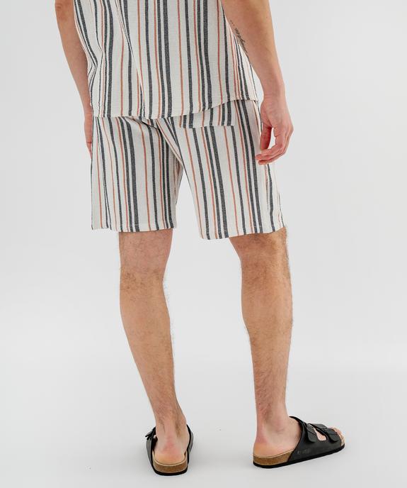 Bermuda rayé en textile de coton tissé homme vue4 - GEMO 4G HOMME - GEMO