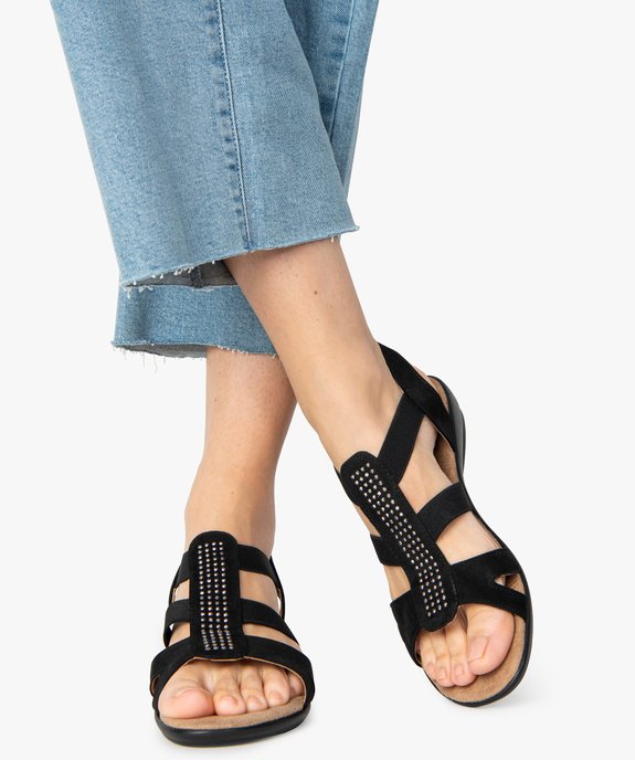 Sandales femme confort à strass et talon compensé vue1 - GEMO (CONFORT) - GEMO