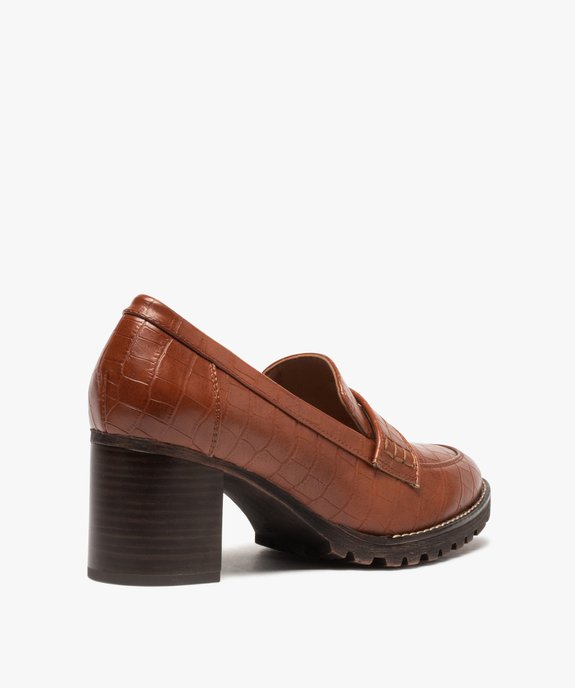 Mocassins femme à talon carré imitation croco vue4 - GEMO(URBAIN) - GEMO