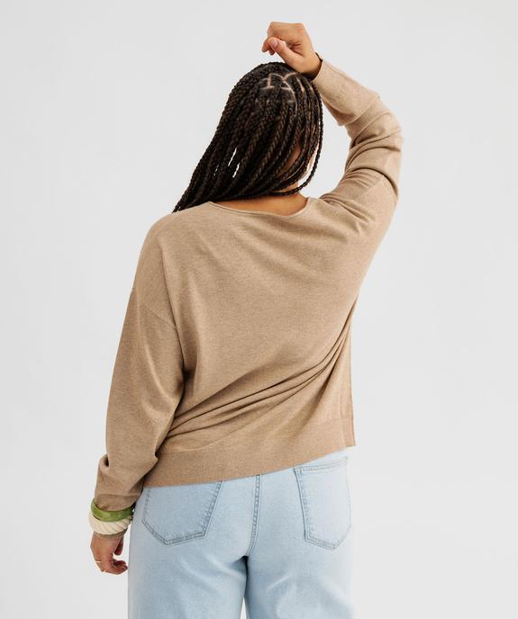 Pull fin col V en maille pailletée femme grande taille vue3 - GEMO (G TAILLE) - GEMO